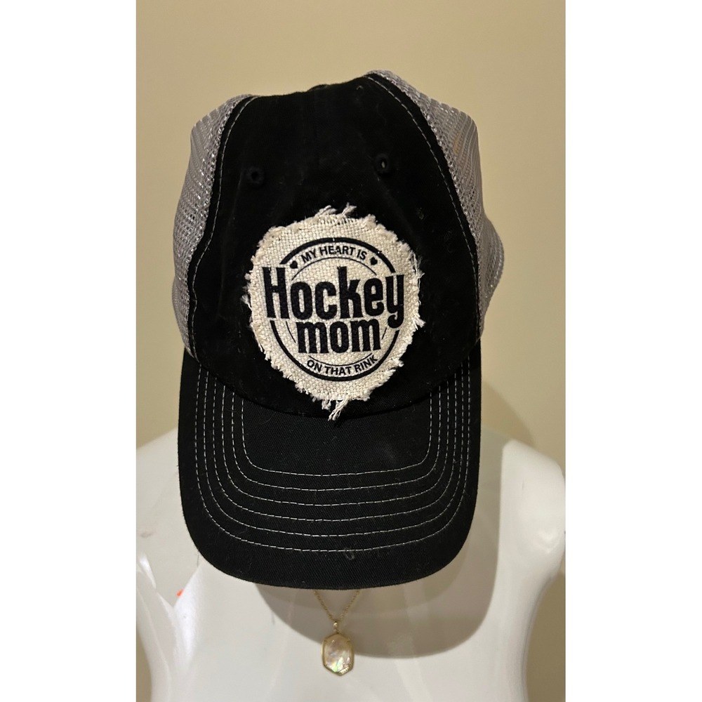 Hockey Mom Hat‎ Trucker Baseball Cap Adjustable  "My heart is on that rink"